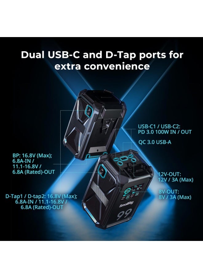 سمول ريج بطارية SmallRig X-Touch الذكية ثلاثية الحماية بنظام V-Mount سعة X99 – 4984 - Image 4